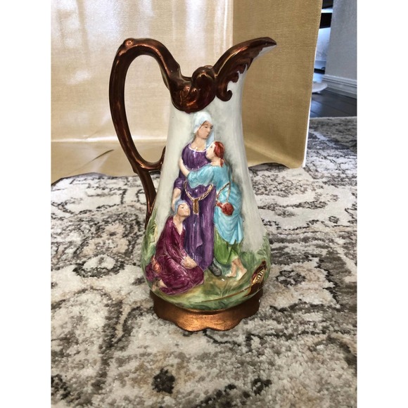 Vintage Hand Painted Ceramic Pitcher - Picture 4 of 5